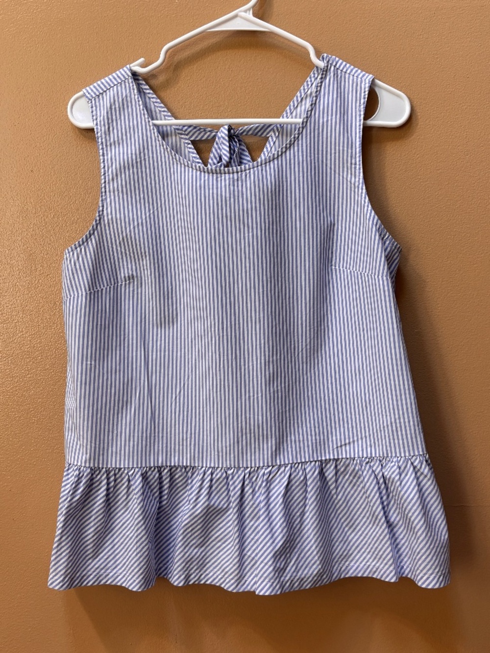 J. Crew Light Blue Stripe Sleeveless Peplum Top Size Small